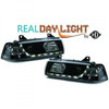 LHD Projector LED DRL Headlights Pair Clear Black BMW 3 Series E36 90-99