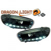 LHD OS NS Headlight Headlamp Pair LED Dragon DRL Lights Clear Black VW Scirocco 08-14