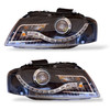 Eagle Eyes Starline LHD Projector Headlights Pair DRL Black For Audi A3 8P 05-08