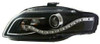 Eagle Eyes Starline LHD Projector Headlights Pair DRL Black For Audi A4 B7