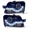 For Fiat Panda 03-09 Angel Eye Headlights Black LED DRL Pair RHD
