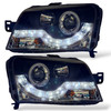 For Fiat Panda 03-09 Angel Eye Headlights Black LED DRL Pair RHD