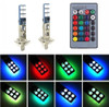 H1 448 RGB Colourchange LED foglight bulbs remote control 12v headlight