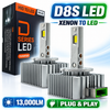 Pair D8S LED replacement bulbs for xenon HID gas discharge Plug n Play