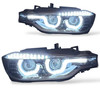 For BMW 3 Series F30 F31 2011-15 Gloss Black projector headlights LED ANGEL EYES Halo