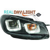 LHD Projector LED DRL Headlights Pair Clear Black Strip VW Golf VI 08-12