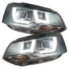 For VW TRANSPORTER T5.1 2010-15 Black LED DRL LIGHT BARS W/MTR PAIR