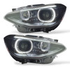 For BMW 1 Series F20 F21 2011-15 LED ANGEL EYES Halo Black Headlights
