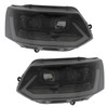 For VW TRANSPORTER T5.1 2010-15 GLOSS Black LED DRL dynamic Headlights