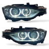 For BMW 3 Series F30 F31 2011-15 Black projector headlights LED ANGEL EYES Halo