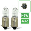 2 x 12v H6W 433 434 6w Halogen bulbs clear bax9s