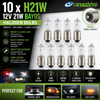 10 x 12v H21W BAY9S halogen 21w clear light bulbs reverse, indicator, fog