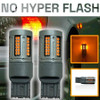 2x Amber 582 585 W21W T20 LED Indicator Bulbs Canbus 72 SMD No Hyper Flash [FRONT]