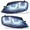 RHD LED DRL Projector Headlights Pair Black for VW Golf MK7 2012-2017