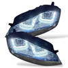 RHD LED DRL Projector Headlights Pair Black for VW Golf MK7 2012-2017