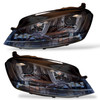 RHD LED DRL Projector Headlights Pair Black for VW Golf MK7 2012-2017