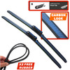 24/21" Carbon Fibre Aero Flat Wiper Blades Pair All-Season Windshield Pinch Tab Fitting