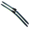 24/22" Carbon Fibre Aero Flat Wiper Blades Pair All-Season Windshield Cover Lock Fitting