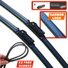 22/20" Carbon Fibre Aero Flat Wiper Blades Pair All-Season Windshield 16mm Push Button Fitting