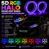 2x 5D RGB LED Halo Rings Angel Eyes Bluetooth 12V Dynamic Indicator 3.0” 2.5"