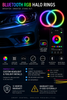 2PCS Dynamic RGB Halo Rings Angel Eyes Bluetooth App Control Multicolour