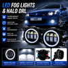 3" 90mm Projector LED Fog Lights White/Yellow Halo H11 Direct Replacement