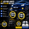 3" 90mm Projector LED Fog Lights White/Yellow Halo H11 Direct Replacement