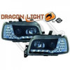LHD Projector Headlights Pair LED Dragon DRL Lights Clear Black Renault Clio 91-98