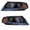 LHD Projector Headlights Pair LED Dragon DRL Lights Clear Black H7 H1 Skoda Octavia 04-09