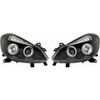 LHD Projector Headlights Pair Angel Eyes Clear Black Renault Clio 05-09