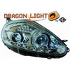 LHD Design Headlight Pair LED Dragon DRL Lights Clear Chrome H1 H1 Fiat Grande Punto