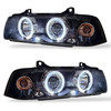 LHD OS NS Headlight Headlamp Pair Angel Eyes Clear Black BMW 3 Series E36 90-99