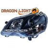 LHD Projector Headlights Headlamp Pair LED Dragon DRL Lights Clear Black VW Polo 05-09