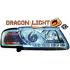 LHD Projector Headlights Headlamp Pair LED Dragon DRL Lights Clear Chrome Audi A3 96-03