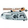 LHD Projector Headlights Pair LED Dragon DRL Lights Clear Chrome Audi A4 8D2 99-00