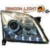 LHD Projector Headlights Pair LED Dragon DRL Lights Clear Chrome Vauxhall Vectra C 02-05