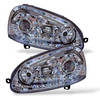 LHD Projector Headlights Pair LED Dragon DRL Lights Clear Chrome VW Golf V 03-08