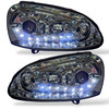 LHD Projector Headlights Pair LED Dragon DRL Lights Clear Chrome VW Golf V 03-08