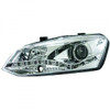 LHD Projector Headlights Pair LED Dragon DRL Lights Clear Chrome VW Polo 3 5 Door 09-14