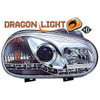 LHD Projector Headlights Pair LED Dragon DRL Lights Clear Chrome H1 H1 VW Golf IV 97-03