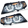 LHD Projector Headlights Pair LED Dragon DRL Black BMW 3 Series E46 01-05 4dr