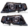 LHD Projector Headlights Pair LED Dragon DRL Black BMW 3 Series E46 01-05 4dr