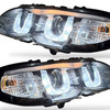 LHD Projector Headlights Pair LED Dragon DRL Black BMW 3 Series E46 01-05 4dr