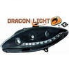 LHD Projector Headlights Pair LED Dragon DRL Lights Clear Black H1 H1 Seat Toledo Leon 04-09