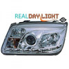 LHD Projector LED DRL Headlights Headlamp Pair Clear Chrome VW Bora 98-05