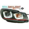 LHD Projector LED DRL Headlights Pair Clear Black Red Strip VW Golf VI 08-12