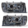 Projector Headlights Lamps LHD for Mercedes-Benz W201 1982-1993 Clear Chrome with Fog Lights & Indicators