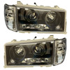Projector Headlights LHD Black Front Indicator Pair For Mercedes W201 82-93- On