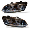 Rhd For VW Polo 6R 6C 2009- Black DRL LED Projector Headlights With LED Indicato