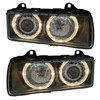 RHD LHD Projector Headlights Pair Angel Eyes Clear Black BMW E36 90-99 Saloon
